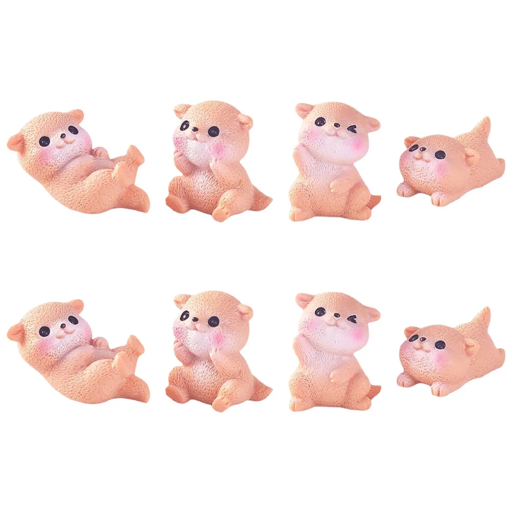 

8pcs Miniature Otters Figurines Compact Resin Decor Cute Cartoon Animals For Fairy Garden Moss Landscape Indoor Outdoor Ornament