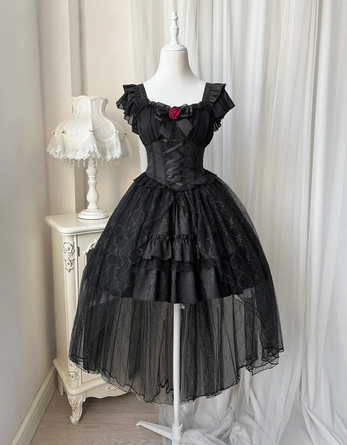 

Black Lolita Dress for Women Girl Cosplay Casual Sleeveless Corset Costume