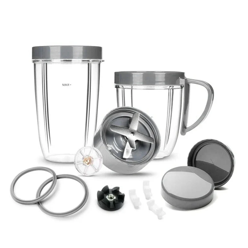 NutriBullet 900W/600W Series Replacement Parts Kit - 14-Piece Set - Cups Blade, Cups Lid, Gear, Shock Pads