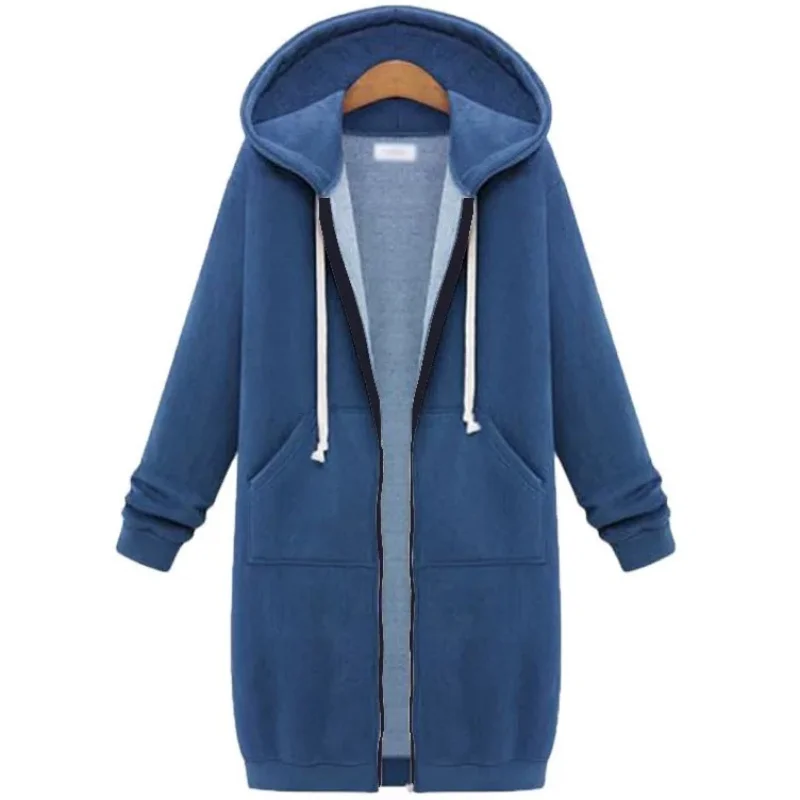 Women Casual Hooded Dress Coat Solid Drawsting Loose Sweatshirts Autumn Winter Pocket Pullover Harajuku Hoodie S-5XL 17 Colors