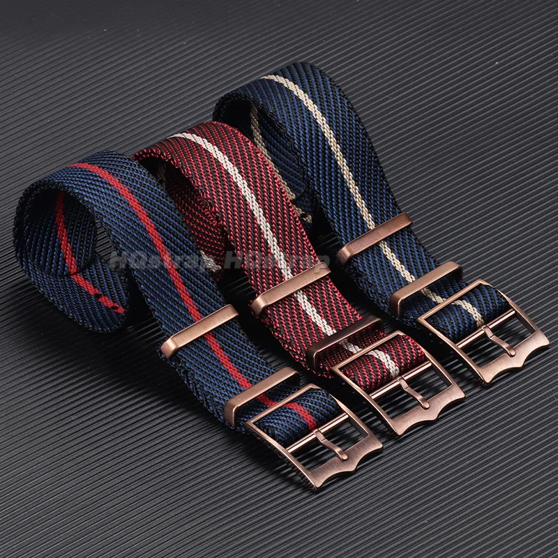 20mm 22mm Striped Twill Watch Band Weave Nylon Strap for Seiko for Tudor Bracelet Breathable Sport Military Canvas Wristband