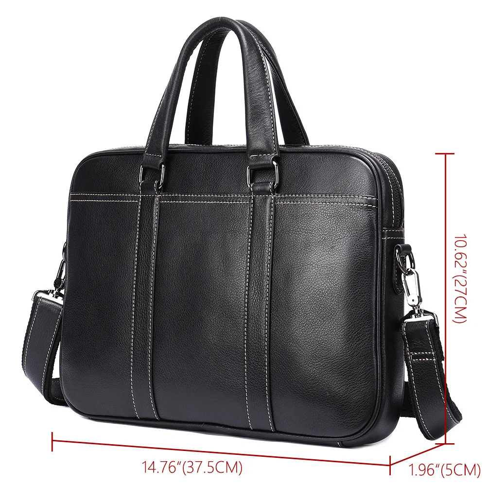 14 Inch Briefcase Genuine Leather Computer Laptop Bag Man Messenger Shoulder Executive Folder Business Handbags 7612