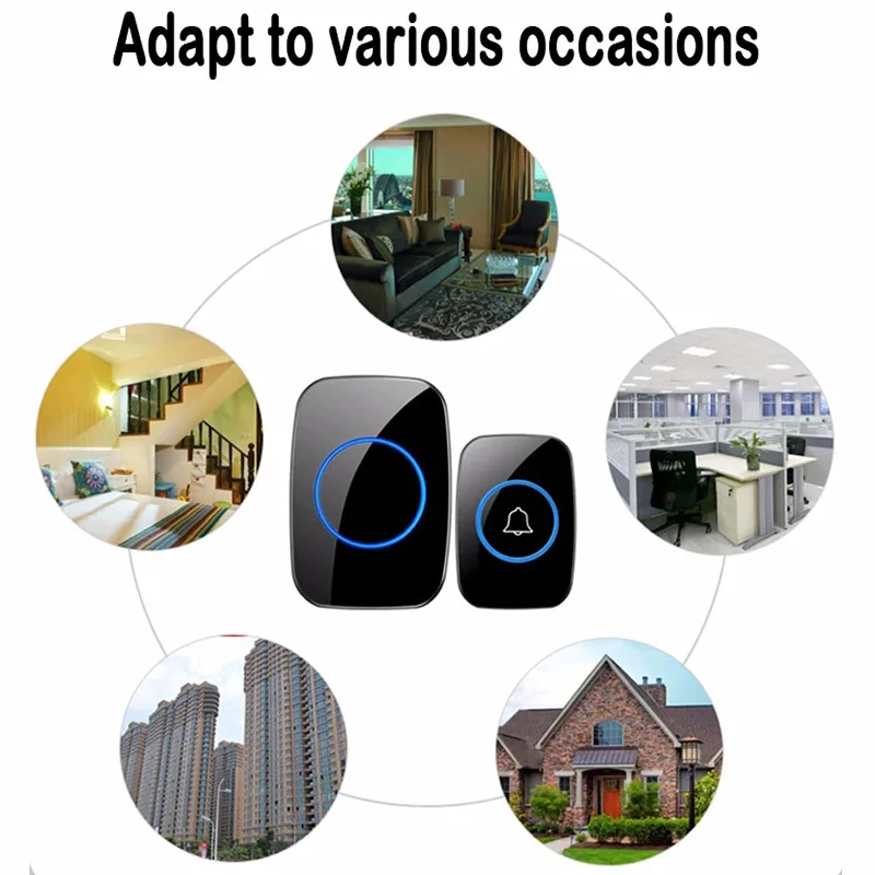 Home Intelligent Wireless Doorbell 300M EU Plug Waterproof Welcome SmartHome Long-range Pager Waterproof smart Door Bell Chime