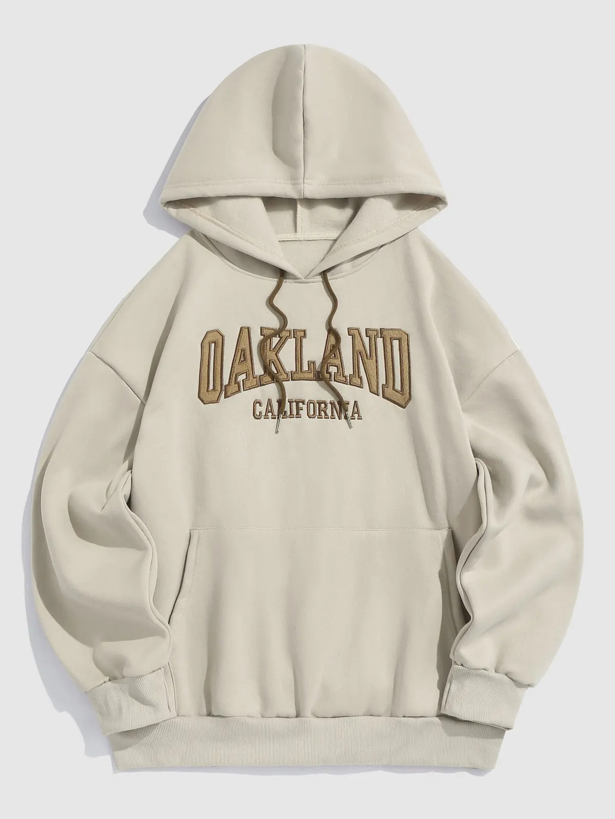 

ZAFUL Letter OAKLAND Embroider Fluffy Fleece-lined Essentials Hoodie