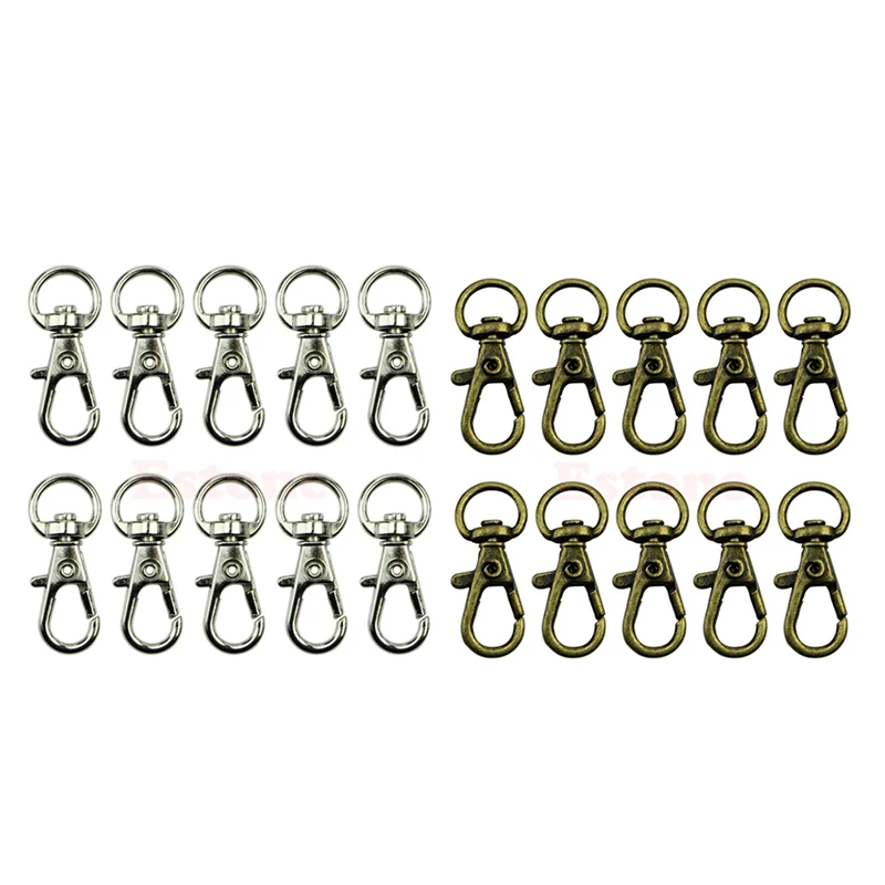 20Pcs Metal Clasp Swivel Trigger Clips Snap Hooks Key Ring Bags DIY Craft Copper & Silver