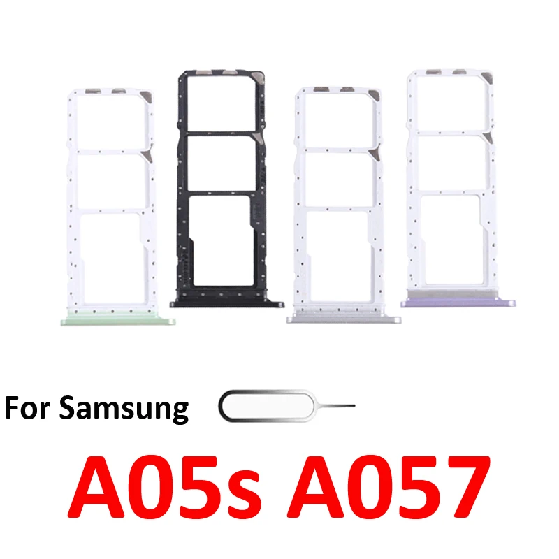 For Samsung Galaxy A05s A057 A057F Phone SIM Tray Micro SD Chip Card Slot Drawer Holder Pocket Single Dual Parts Black Silver - view 5