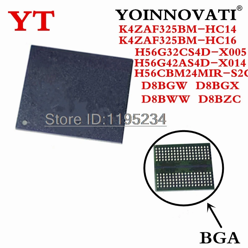 

(1 шт.)100% тест K4ZAF325BM-HC14 K4ZAF325BM-HC16 h56cbm24ir-s2c D8BGW D8BGX D8BWW D8BZC H56G32CS4D-X005 H56G42AS4D-X014 BGA