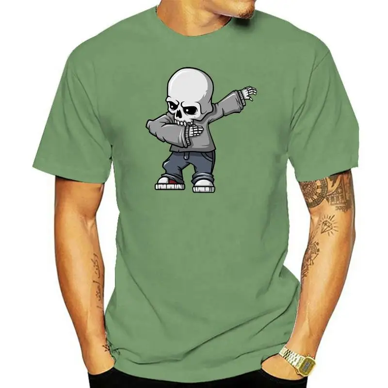 Dabbing Skeleton Skull T-shirt Halloween Skull Men's Shirt Short Sleeve   Cartoon t shirt men Unisex New Fashion tshirt