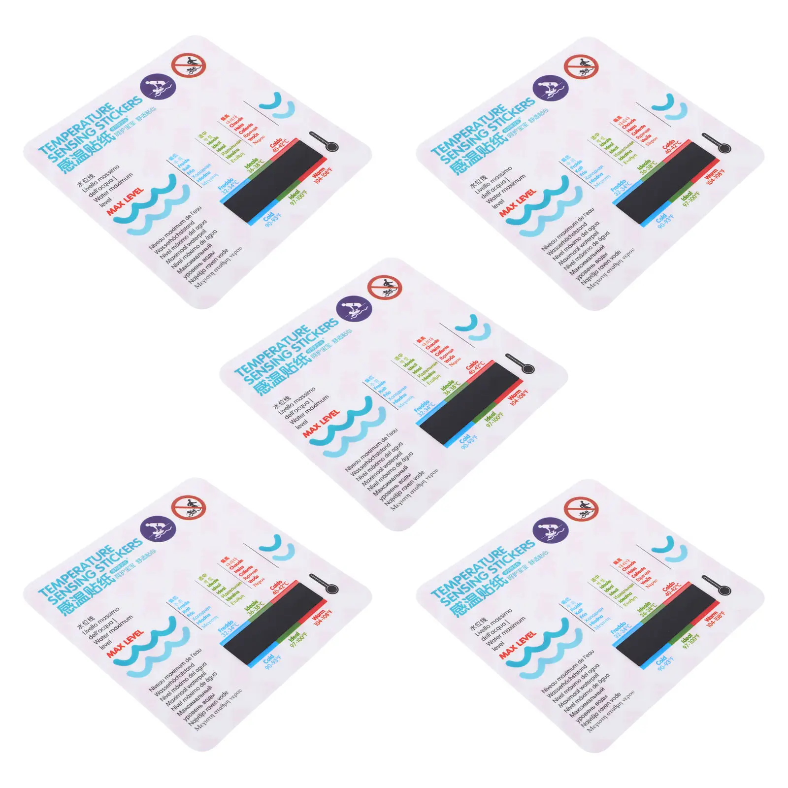 

Набор из 5 водонепроницаемых наклеек-термометров для детской ванночки с ЖК-дисплеем для измерения температуры воды