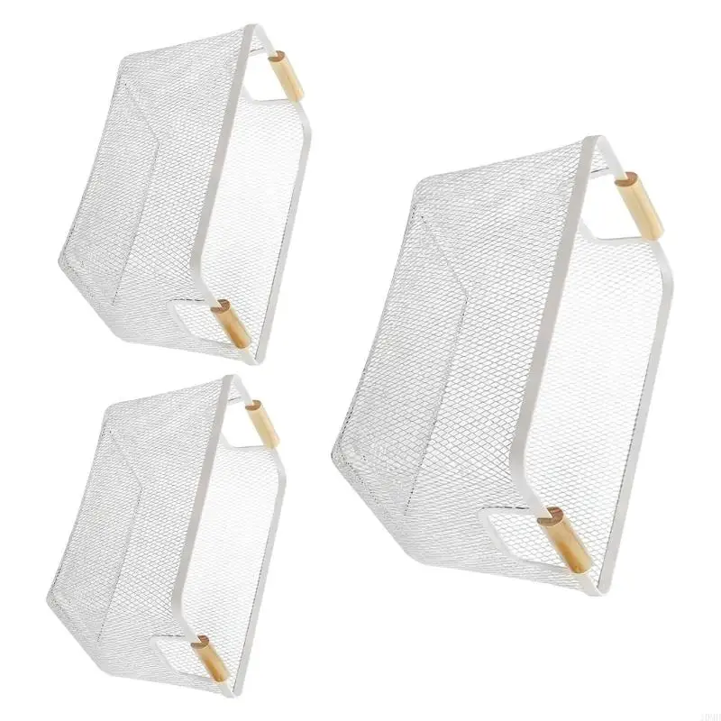 Functional Wooden Trimmed Metal Baskets 3 Sizes For Space Optimization JOMD