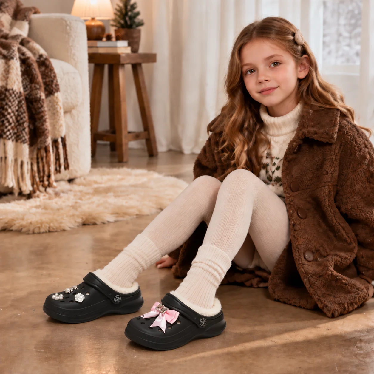 Kinder-Clogs und -Mules mit Fellfutter, leichte Garten-Schuhe mit Baumwollfutter, warme Hausschuhe für Jungen, Mädchen und Kleinkinder, 168. – Detail 21