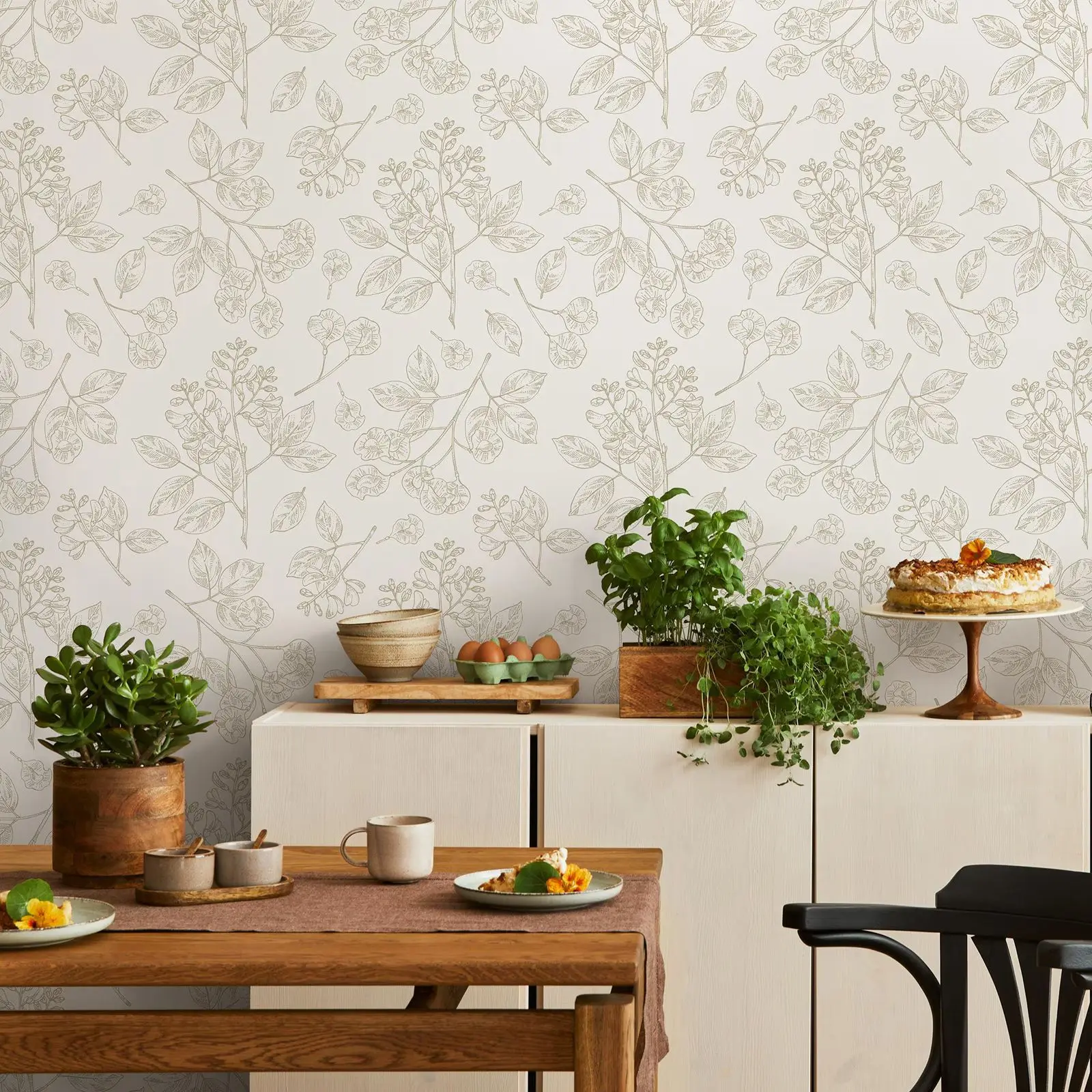 French Country Wildflower Wallpaper Peel and Stick,Vintage Botanical Foliage Wall Mural For Bedroom,Self-adhesive Or Traditional