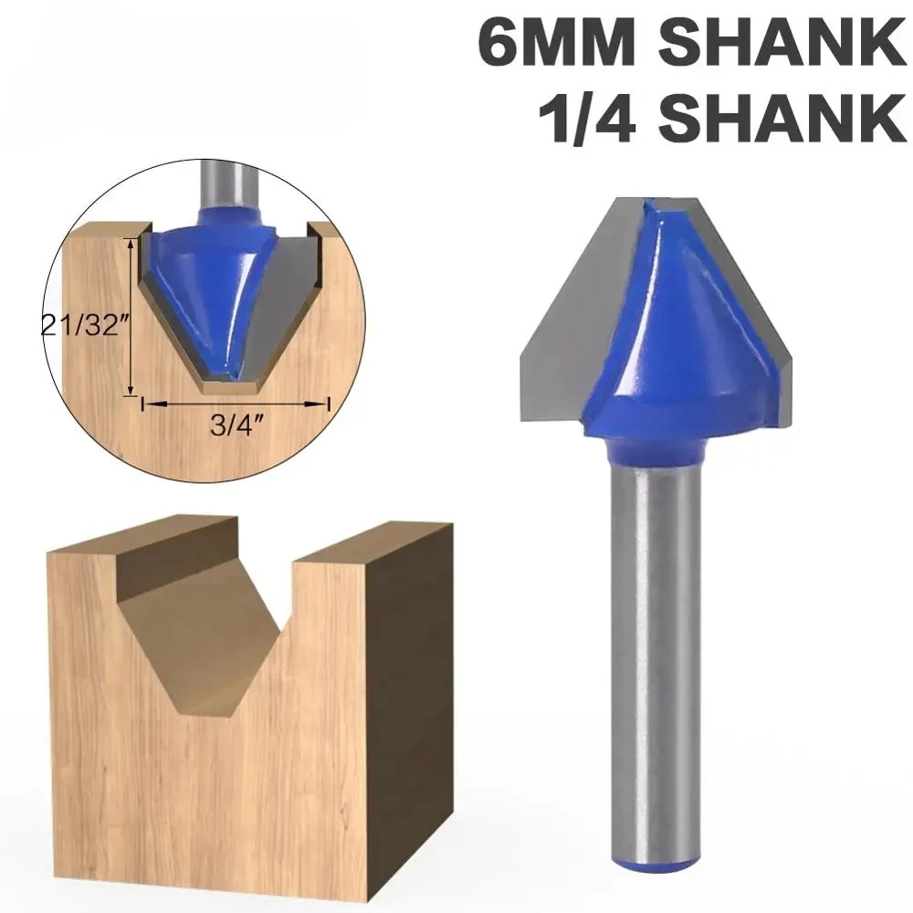 

Фреза для шипов из твердосплавного сплава, 60 градусов, хвостовик 1/4″ (6 мм), для деревообработки, 1 шт.