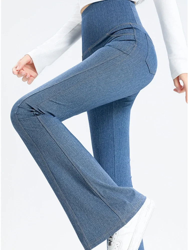 Pantalon Barbie en Denim pour Femme, Vêtement Légèrement Taille Haute, Slim, Lifting des Hanches, de dehors, Couleur Unie, Nouvelle Collection Printemps et Automne 2024