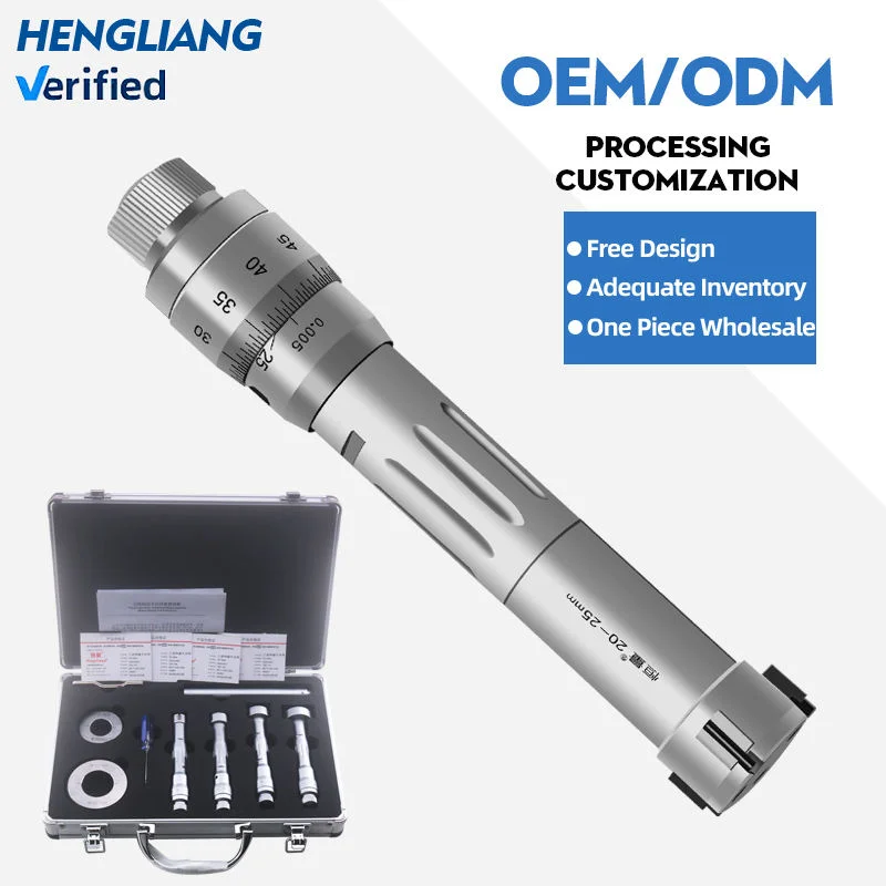 

Высокоточный трехштыковой внутренний микрометр Heng Liang из сплава, 6-12 мм, разрешение 0,001 мм, точность 0,001-0,005 мм