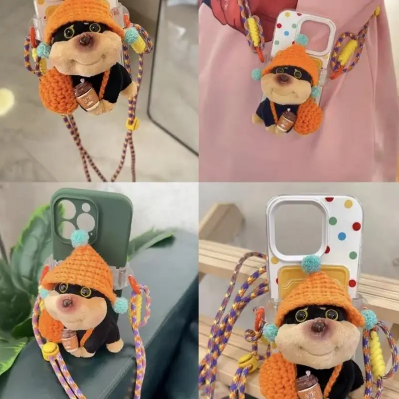 봉제 인형 휴대폰 랜야드, 봉제 꿀벌 강아지 휴대폰 거치대, 랜야드 장식, 휴대 목걸이, 만화 인형, 실내 휴대폰 백 클립