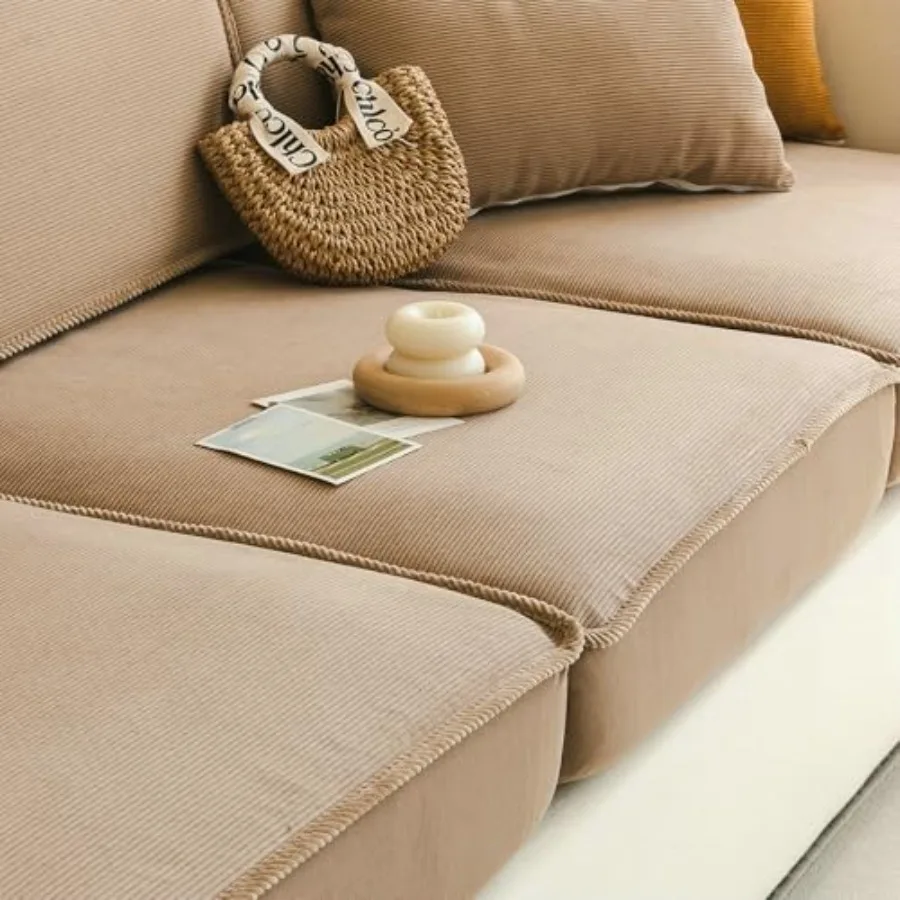 

Sofa Slipcovers Stretch Couch Cushion Cover 1pc Corduroy Furniture Protector with Elastic Suitable for Armchair, Loveseat, 3and