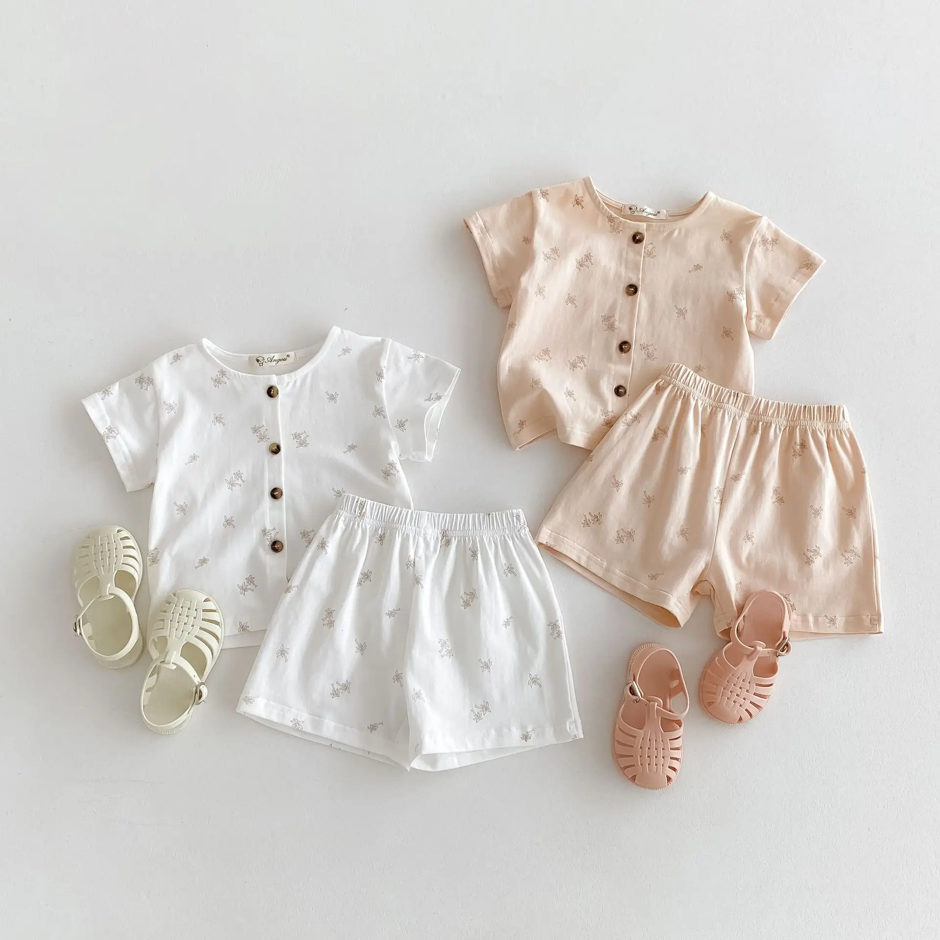 

Summer New Children Home Clothes Set Baby Girls Print Short Sleeve Cardigan + Shorts 2pcs Suit Kids Comfortable Pajamas Outfit