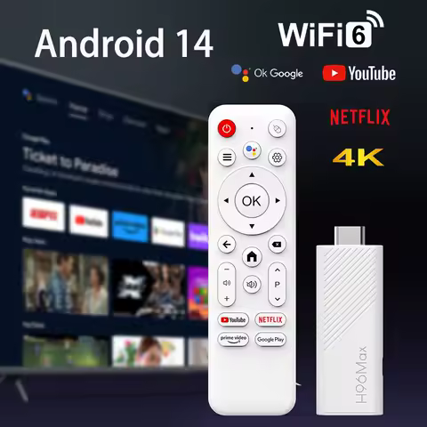 Android TV Stick H96 MAX H313 Android 14 BT5.0 4K Quad Core 2.4G 5G Wifi6 Home Media Player Voice Assistant Smart TV Stick