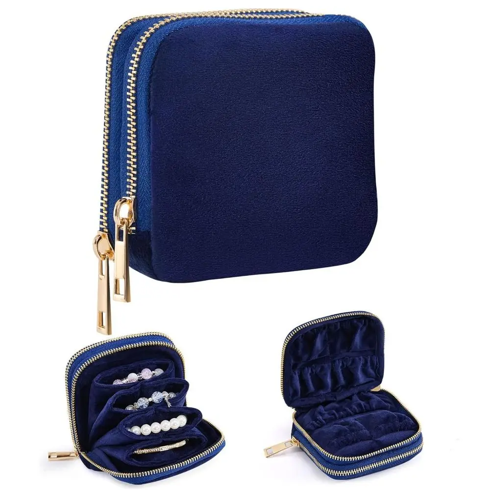 Double Layer Jewelry Pouch for Travel Soft Velvet with Separate Compartments Jewelry Organizer Portable Small Jewelry Case