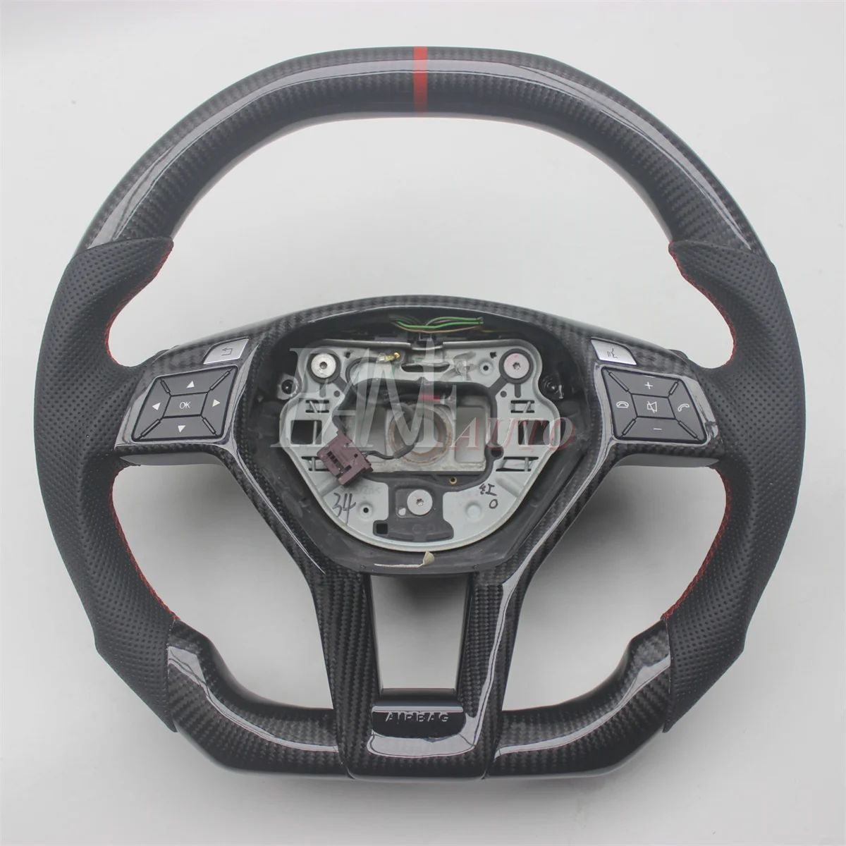 

For Mercedes Benz A45 AMG CLS S-Model W176 C63 W204 CLA Real Carbon Fiber Leather Steering Wheel