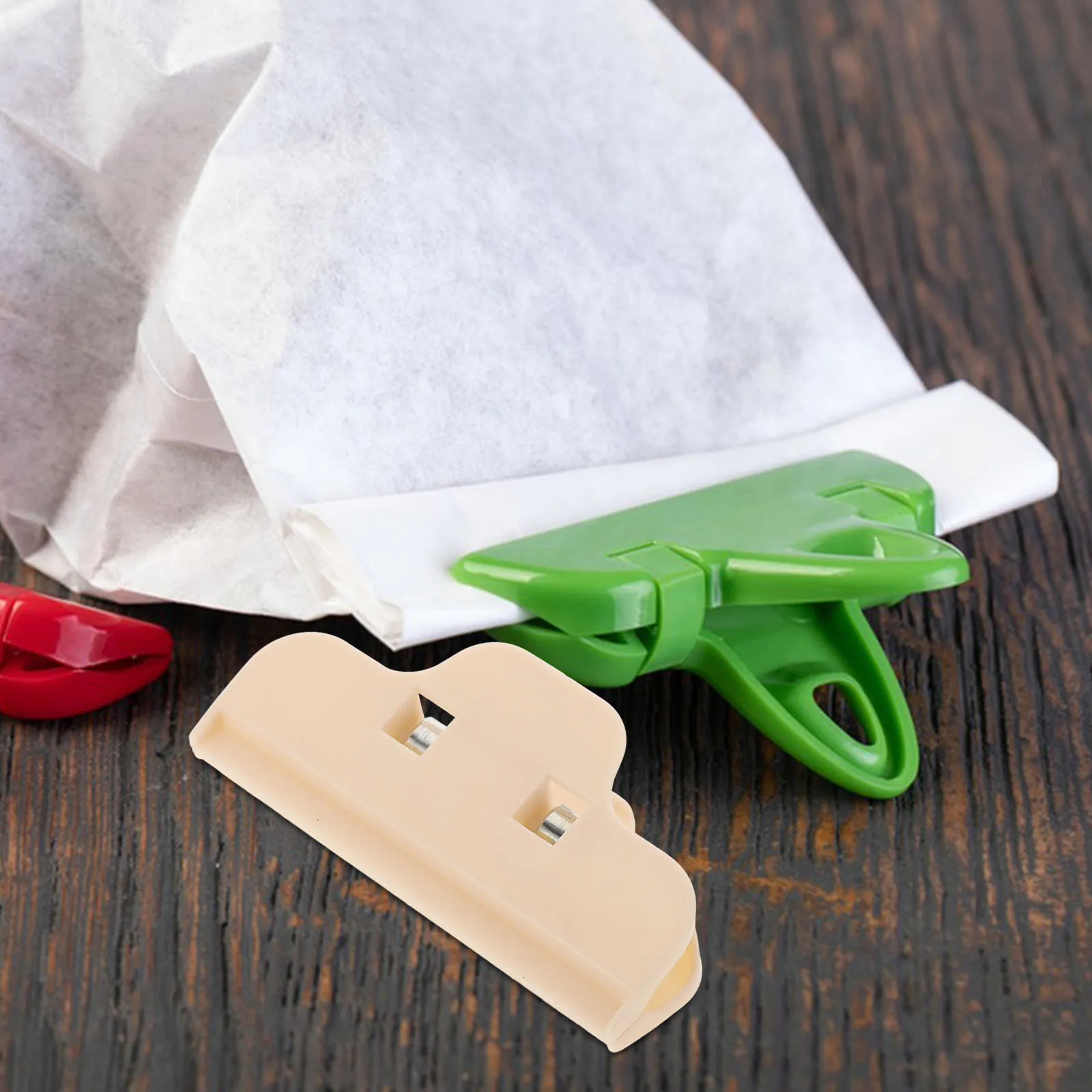 5 قطعة مقاطع حقيبة بلاستيكية الغذاء قفل المشبك رقاقة البطاطس حقيبة كليب وجبة خفيفة كليب قابلة لإعادة الاستخدام تخزين المطبخ البيج الغذاء قفل المشبك