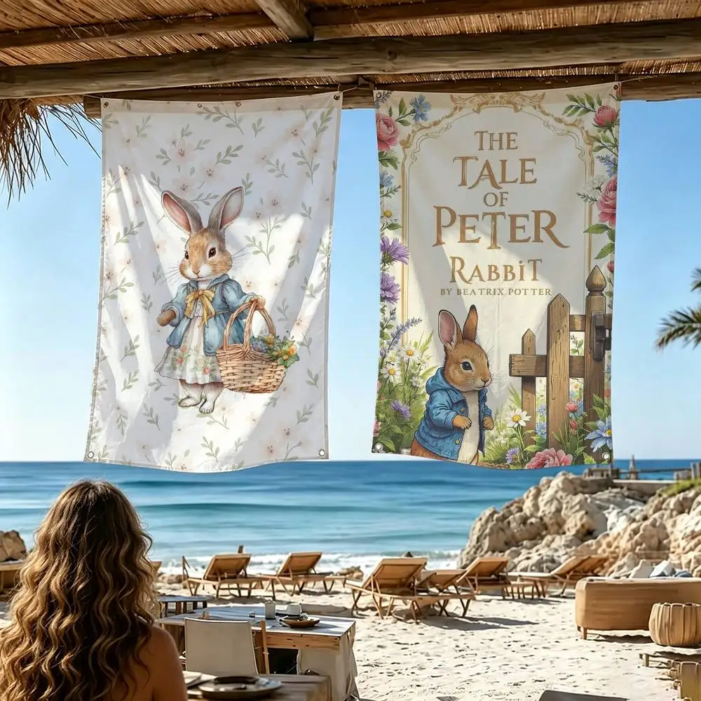 Cartoon Character Cute-Peter Rabbit-Smart  Flags Wall Hanging Tapestry Outdoor Garage Room Decorative flag Background Blanket