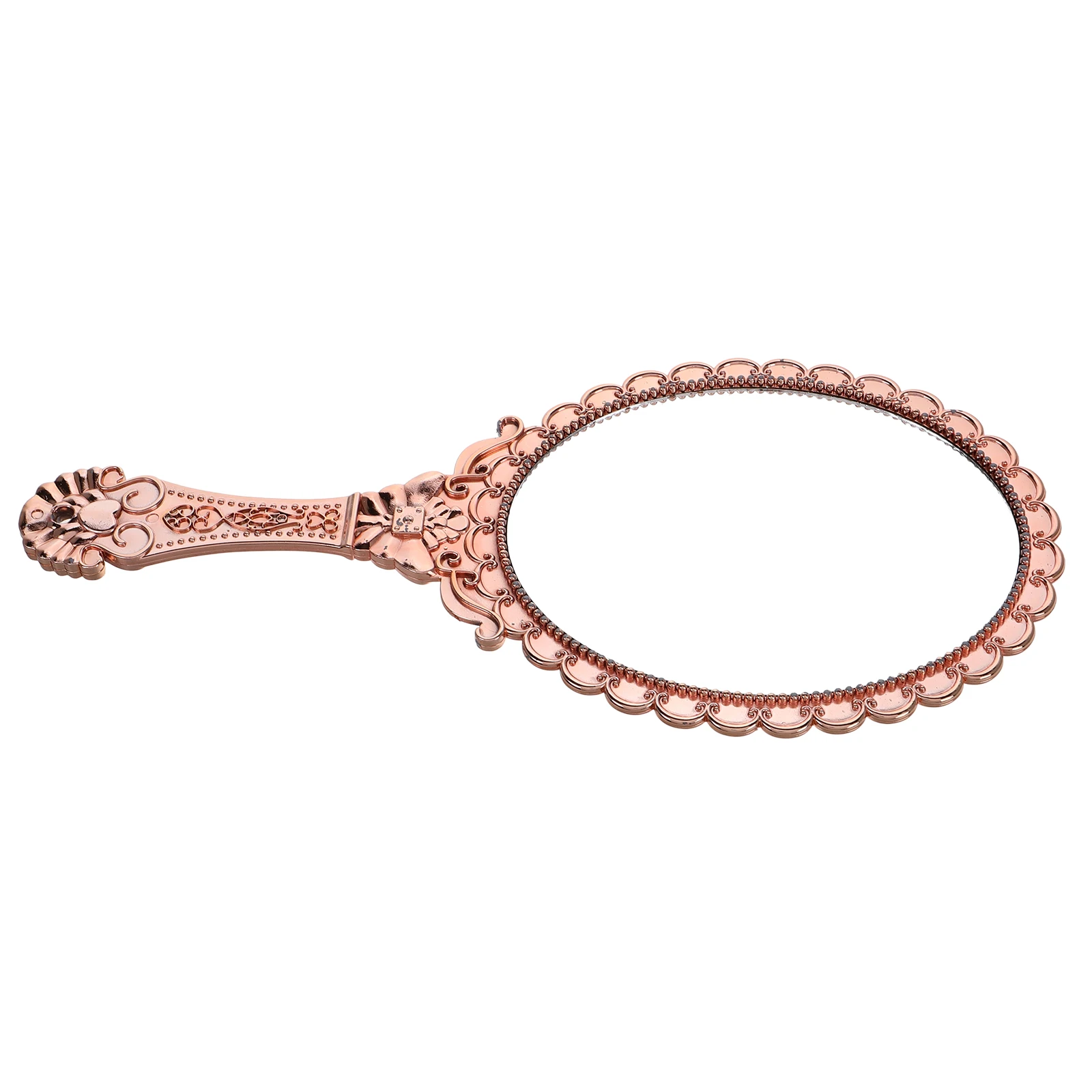 

2pcs Vintage Floral H held Mirrors Large Rose Gold Finish Clear View Compact Makeup Mirrors Small Retro Mirror