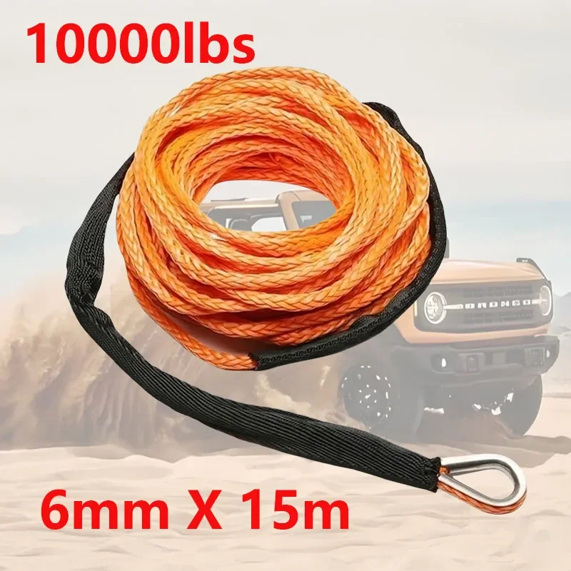 

6MMX 15M Towrope Truck Boat Emergency Replacement Car Outdoor Accessories Synthetic Winch Rope Cable Towing Rope To Wing Strap