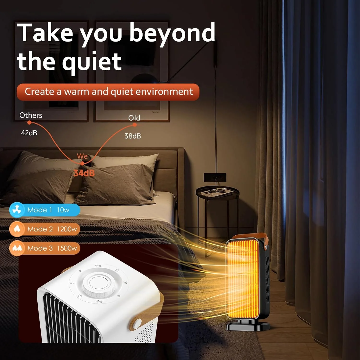 Space Heater,1500W Space Heaters for Indoor Use Large Room, Portable Mini Desk Ceramic Heater,Overheating Protection,Anti tippin