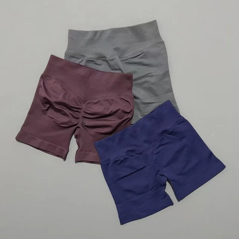 Women Sports Shorts Stretchy Breathable No Camel Toe Seamless Butt Lifting Tummy Control High Waist Yoga Running Shorts image 4