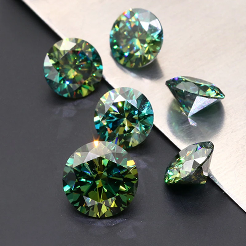 

Deep Green Moissanite Loose Gemstones Factory Supply Round Shape Natural Color for Wax Setting Jewelry Making