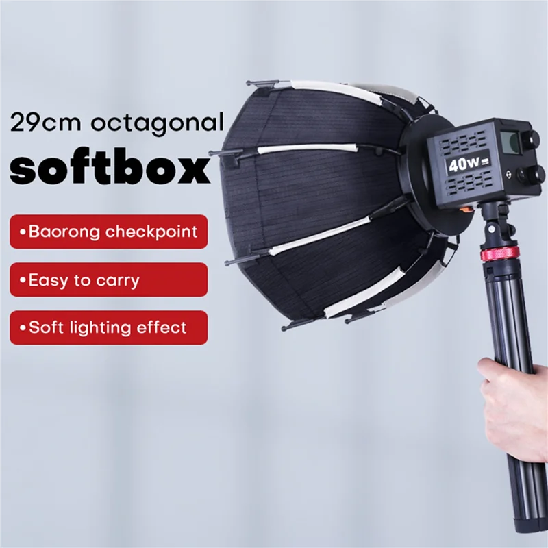 

B29C-2Pcs 30Cm Octagonal Softbox Mini Bowens Mount Quick Release Honeycomb Grid Softbox For ZU60 Or M60 COB Fill Light Studio