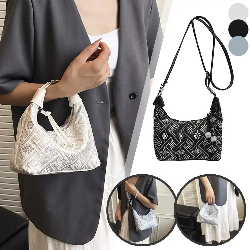 Modna torba na ramię w stylu chińskim, damska torba do pracy, torba crossbody, torba podróżna, prosta, elegancka torebka pod pachę.