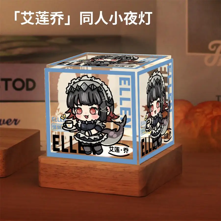 Anime Zenless Zone Zero Ellen Joe Cosplay Cartoon Acrylic DIY Three-colour Night Light Bed Nights Lamp Night-light Ornament Xmas