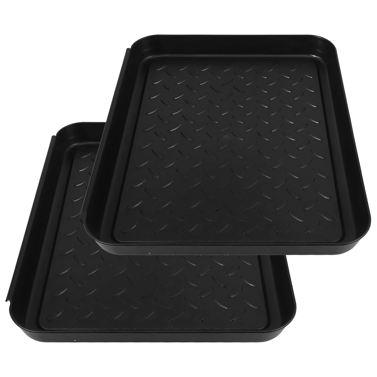 

3 Pcs Plastic Shoe Tray Black Outdoor Mat Multi Purpose Boot Drip Trays for Entryway Thin