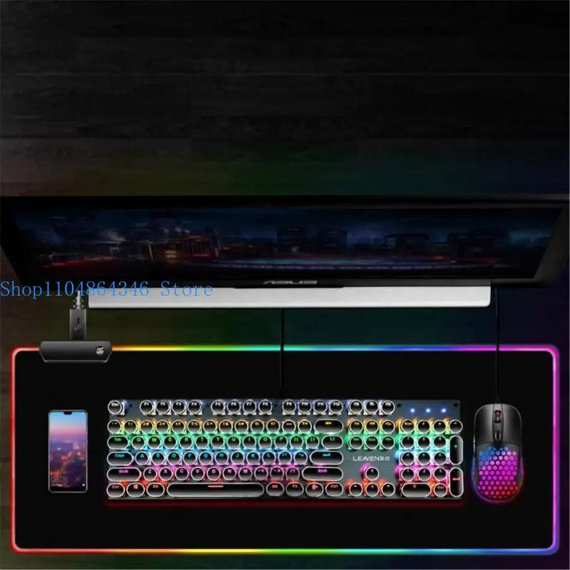 652F Mouse Pad LED Desk Mat Gaming Large Keyboard Desktop Computer Laptop Mouse Pad with Nonslip Rubber Base for Desktop