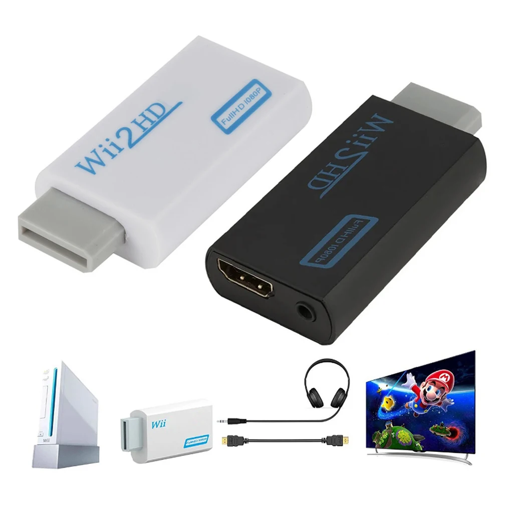 Wii To HDMI-compatible Adapter Converter 3.5mm Audio For PC HDTV Monitor Wii2 To HDMI-compatible Converter Adapter Full HD 1080P