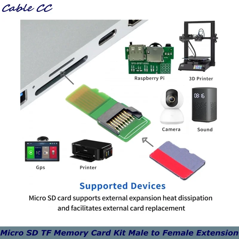 Micro SD TF Card Extension Adapter,Micro SD TF Memory Card Male to Female Kit Test Tools PCBA Adapter