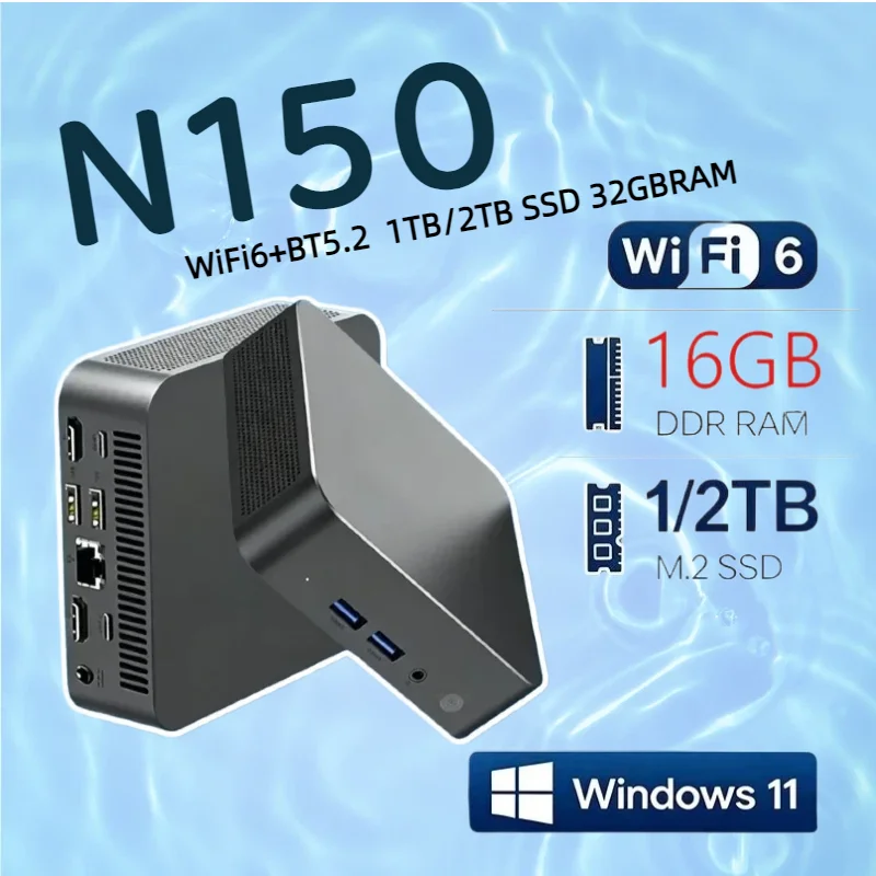 【Brand+】NEW Windows 11 Portable Gaming Computer Intel N150 Mini PC Desktop Office PC 1TB 2TB SSD 16GB RAM WiFi6
