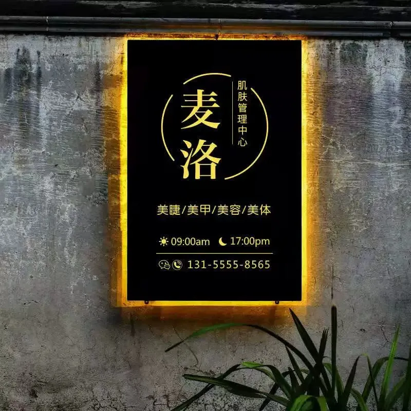 Outdoor lightbox door head hollow hanging sign LED wall mounted design