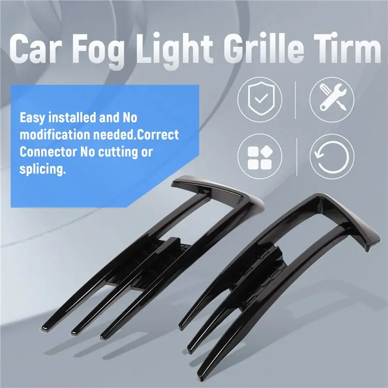 A13F-For Golf 7 MK7 2013-2017 Gloss Black Car Bumper Fog Light Grille Cover Trim