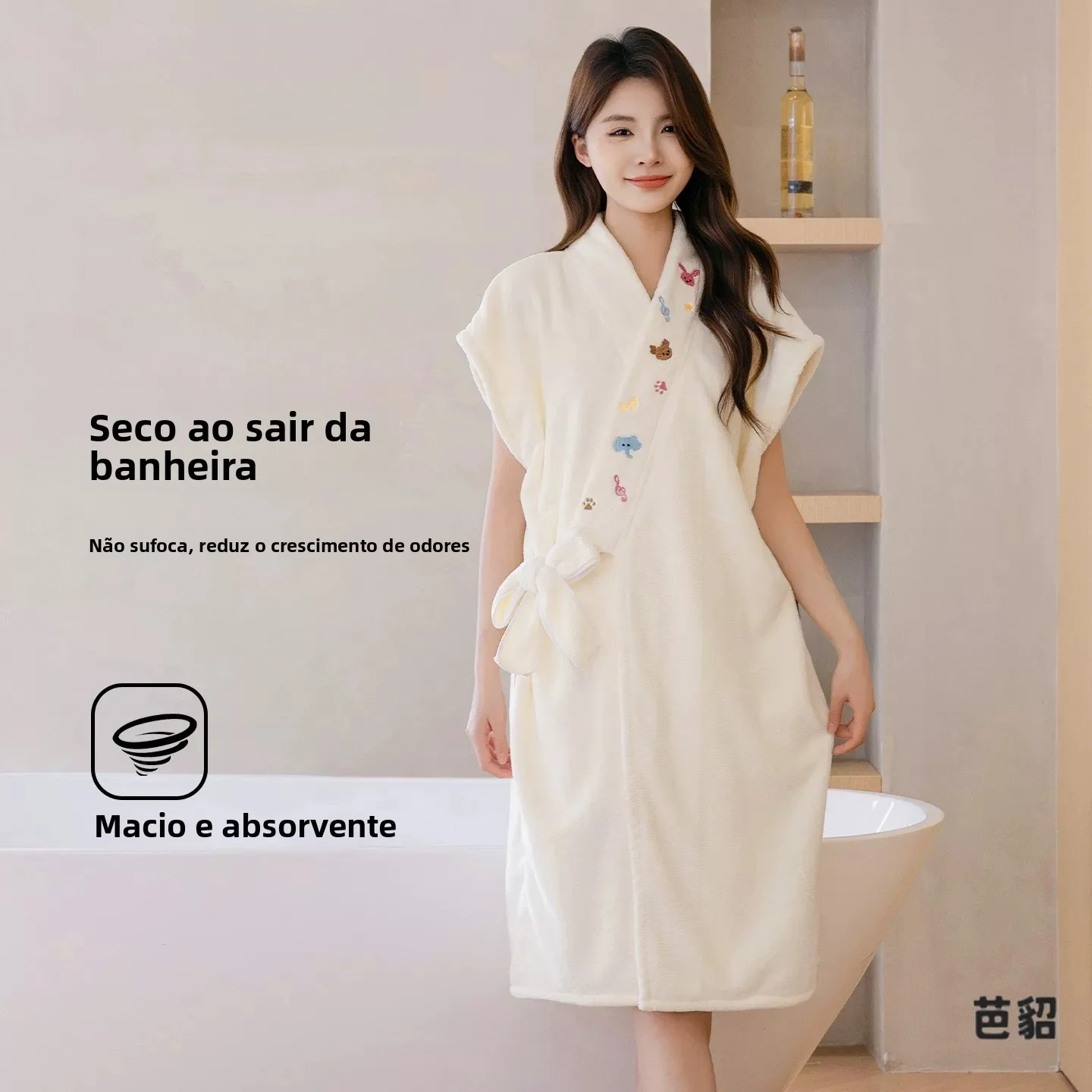 quick-dry-non-cotton-bath-robe-women's-home-use-bath-skirt-absorbent-adult-bath-gown-wrap-towel-coral-fleece-polyester-fabric