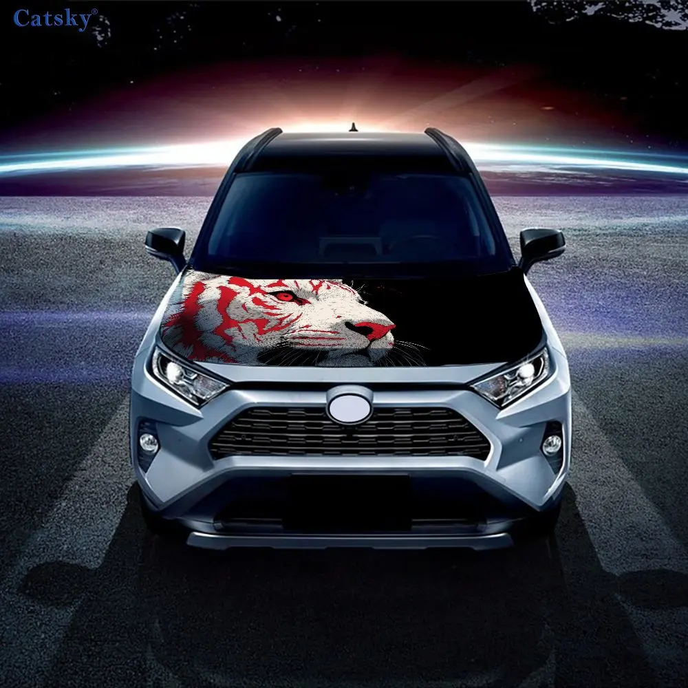 Cool Tiger King print,car hood stickers,PVC waterproof Self adhesive car hood sticker,car hood decoration protection stickers,Au