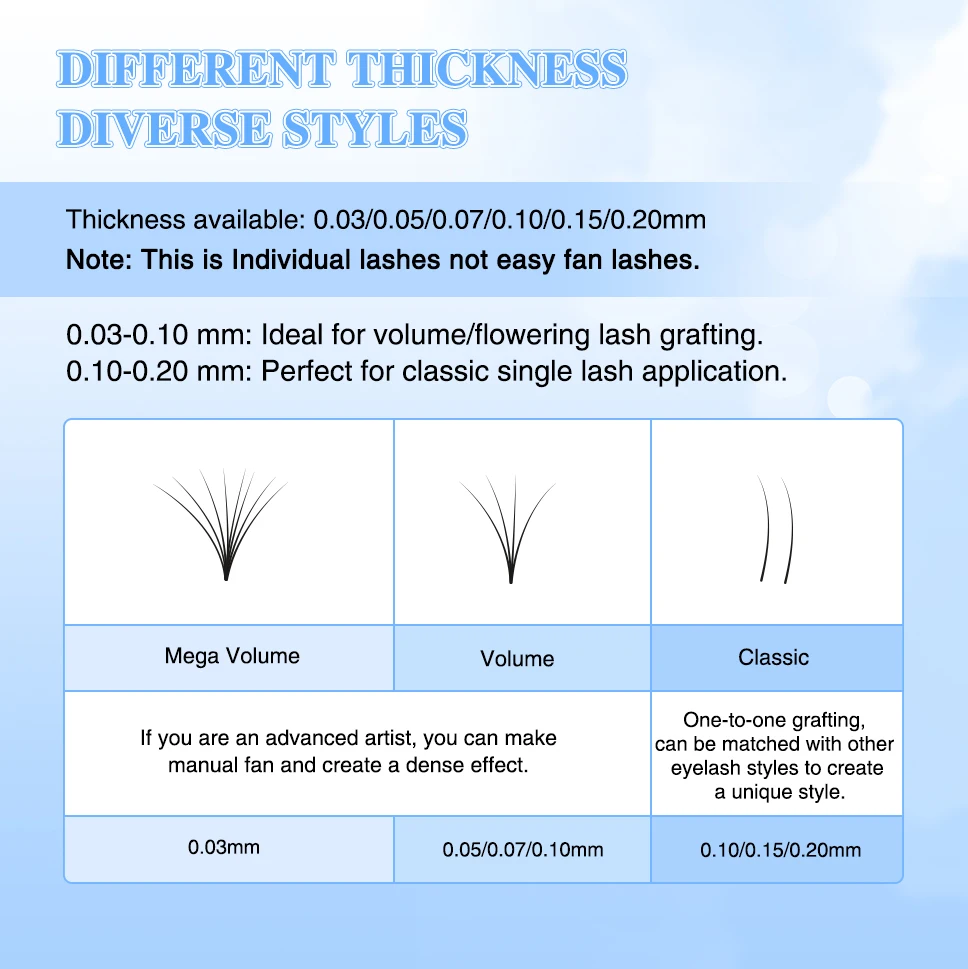 AGUUD Russian Volume Eyelash Extensions 5-25mm Natural Soft Faux Mink Black Baby Cashmere Individual Lashes For Extension Cilia