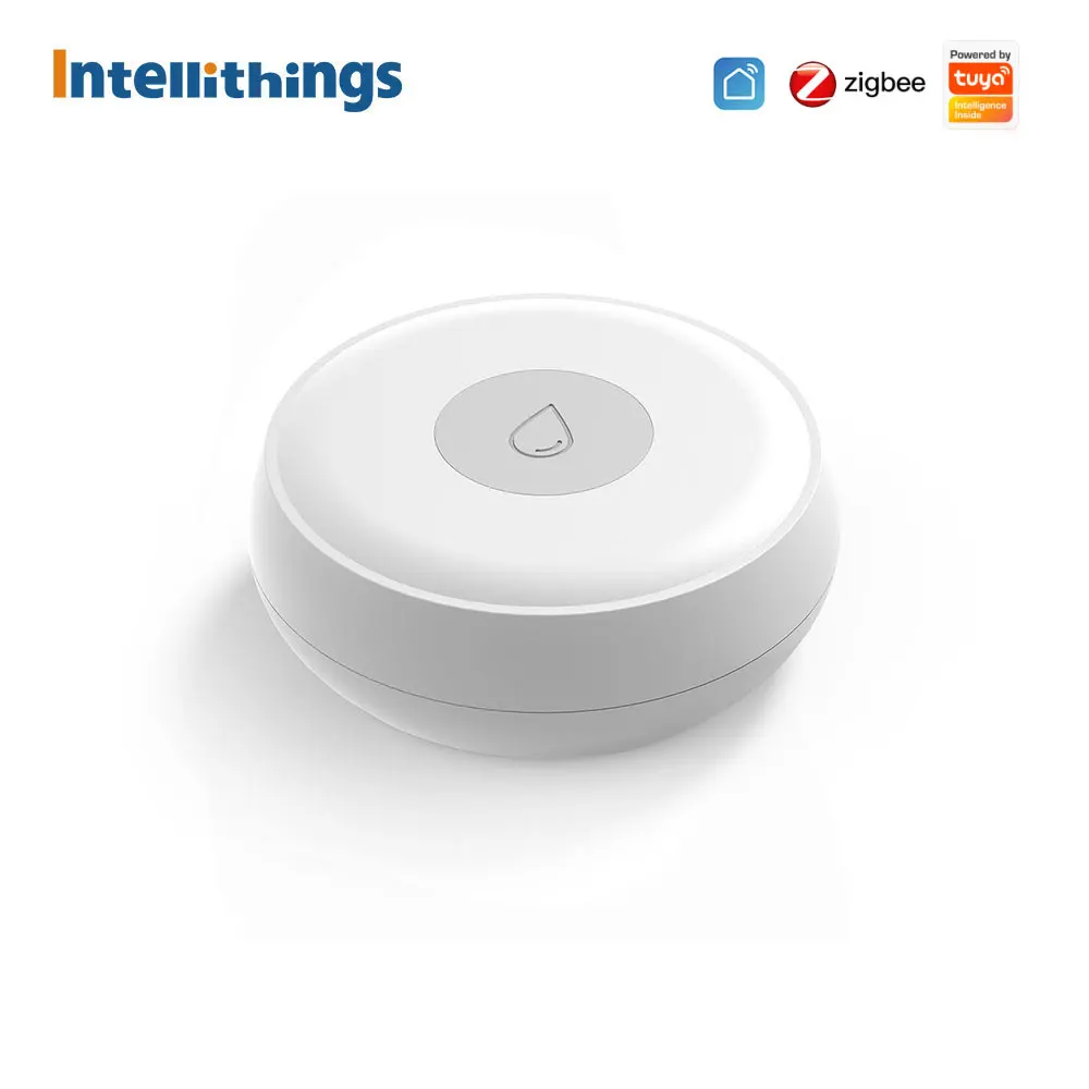 Intellithings Tuya Zigbee Water Flood Leak Sensor Home Security Alarm System Leakage Detector Work with Homekit via ZMHK-01 Hub