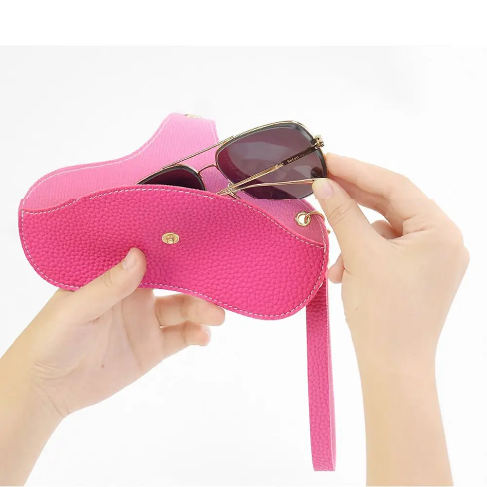 Case Female Hanging Neck Wrist Glasses Storege Case Eyewear Pouch PU Leather Glasses Case Sunglasses Pouch Eyewear Protector