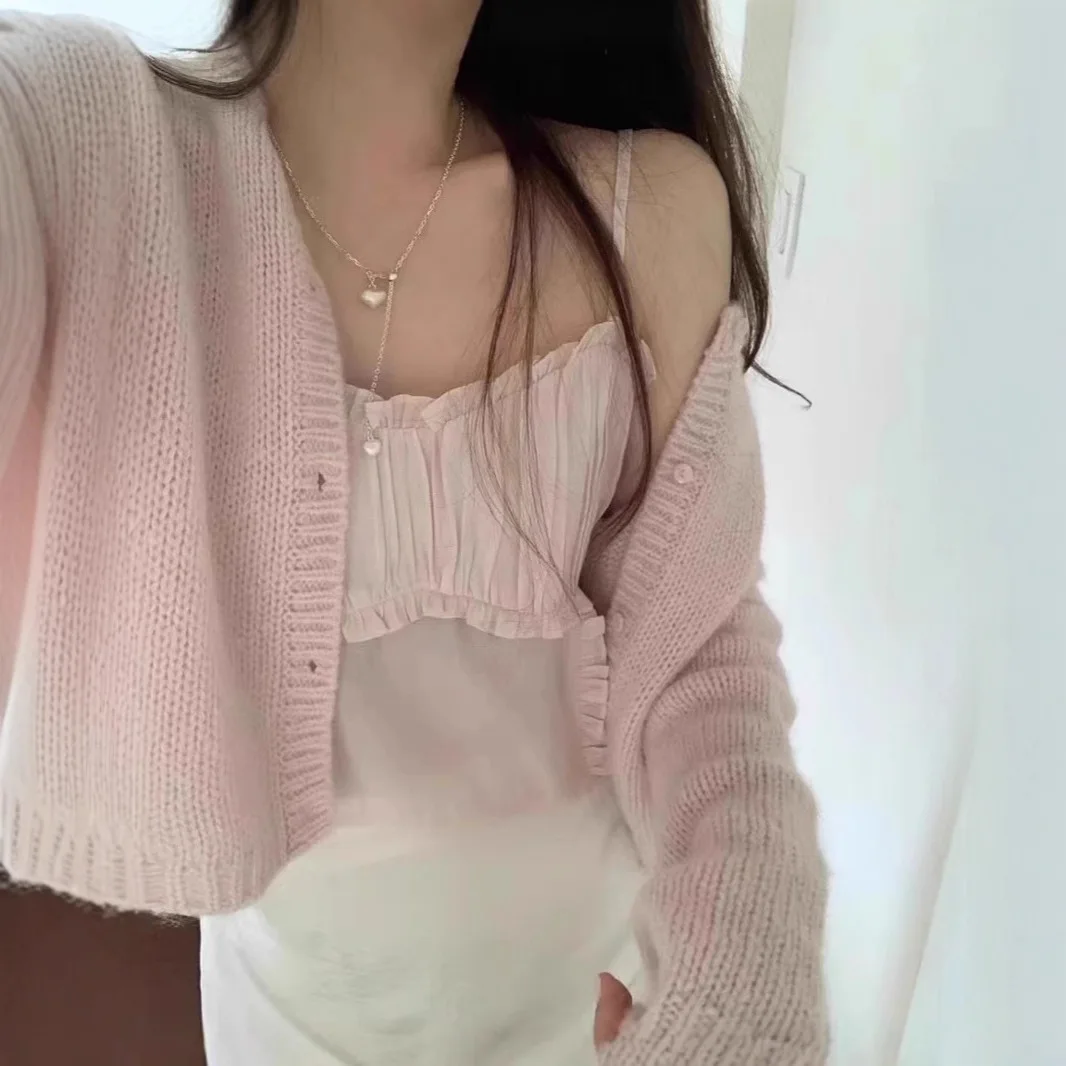 

Spring and Autumn New Elegant and Stylish Versatile Knitted Cardigan Trendy Short Style Simple Sweater Jacket for Women
