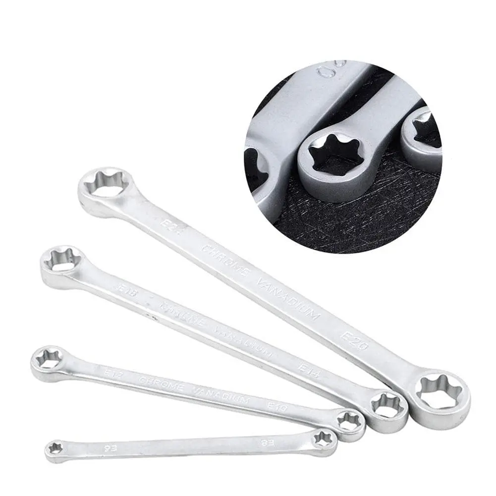 Box Wrench Set E Hex Wrench Double End E Cr-Mo Pentalobe Spanner Set E-Torx Double Box Ratcheting Wrench Car garage Tools