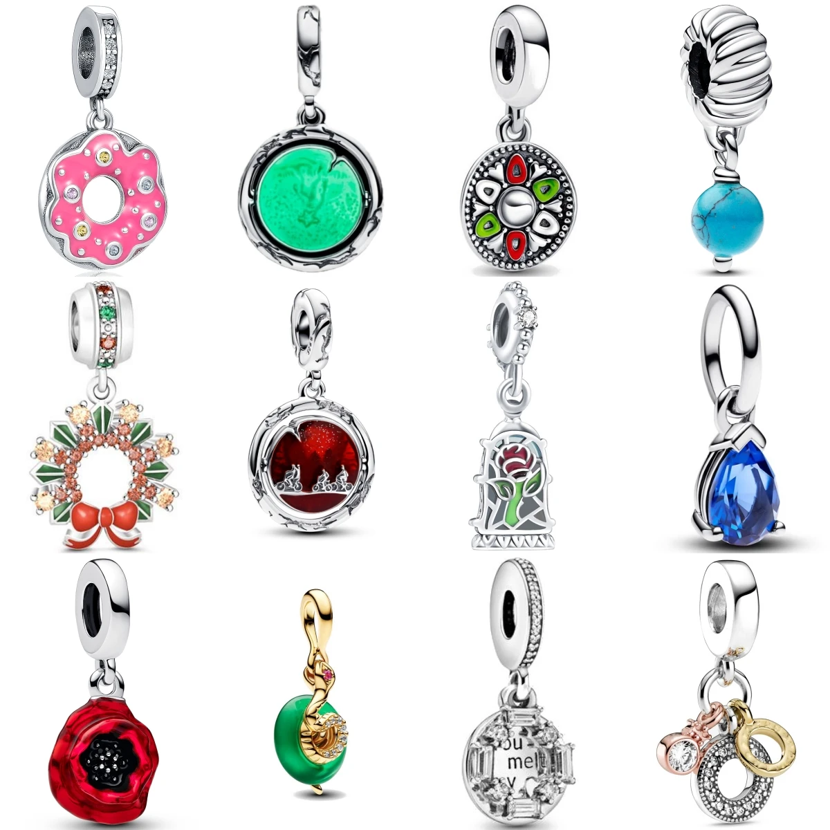 

Красивая новая гирлянда из стерлингового серебра 925 пробы, пончик, очаровательный цветок, подходит для оригинального браслета, аксессуары, женские ювелирные изделия